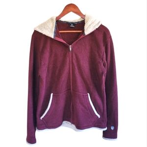 Kuhl Alfpaca Fleece Full Zip Hooded Jacket Burgandy Women’s Medium